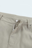 Khaki Casual Stretch High Waist Skinny Pants