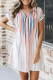 Gradient Vertical Striped Collard Button Shirt Dress