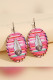 Bohemian Feather Print PU Earrings MOQ 5pcs