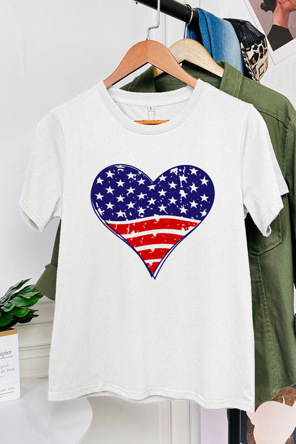 Patriotic Grunge Heart Graphic T-Shirt Unishe Wholesale