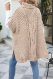 Cable Knit Turtleneck Split Knitting Sweater