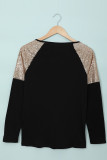 Sequin Shoulder Long Sleeve Top