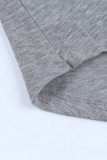 Gray V Neck Racerback Tank Top with Pocket