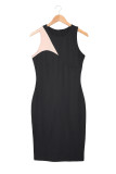 Black Mesh Stitching Colorblock Sleeveless Dress