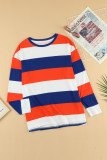 Red Colorblock Long Sleeves Tunic Top