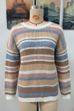 Colorful Stripes Colorblock Knitting Pullover Sweater