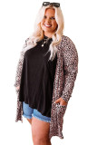 Leopard Print Open Front Plus Size Cardigan