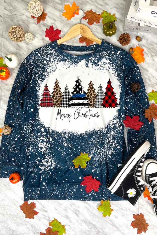 Christmas Tree Print Long Sleeve Top Women UNISHE Wholesale