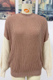 Color Block Plain Loose Pullover Sweaters