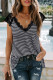 Eyelash V Neck Striped Tank