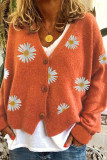 Daisy Pattern Buttons Front V-neck Cardigans UNISHE Wholesale