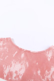 Red Buttoned Tie-dye Short Sleeve Top