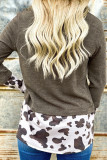 Cowl Neck Animal Print Splicing Sweatshirt