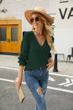 Plain Surplice V Neck Knit Sweaters