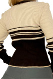 Colorblock Splicing Zipper Knitting Coat