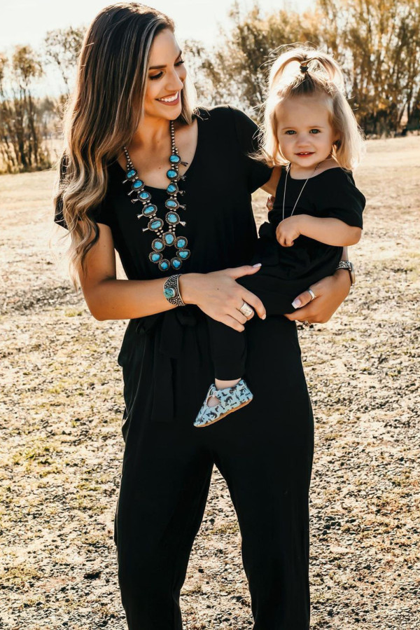 Little Girls Short Sleeve Jogger Jumpsuit with Belt