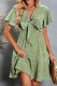 Geen Floral Print Tie Knot Ruffled Short Sleeve Mini Dress
