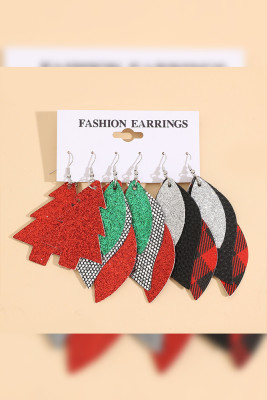 Christmas Tree Plaid 3 Pairs Set Earrings