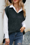 Black V Neck Knit Sweater Vest