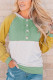 Yellow Colorblock Button Accent Pullover Hoodie