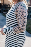 White Stripe Cheetah Raglan Top