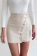 Scallop Edge Buttons Suede Skirt