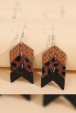 Brown Exotic PU Furry Patchwork Arrow Earrings MOQ 3pcs