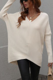 Front Back V Neck Plain Loose Pullover Sweaters