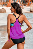 Rose Printed Lined Tankini Swimsuit