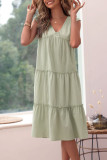 Solid Color V Neck Loose Dress Unishe Wholesale