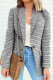 Black Plaid Print Lapel Collar Buttoned Blazer