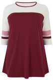 Colorblock 3/4 Sleeve Plus Size Top