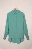 Green Billowy Sleeves Pocketed Shirt