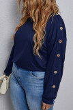 Plus Size Button Sleeve Plain Top