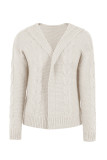 Cable Knit Open Front Cardigan With Hood