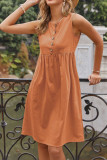 Solid Button Down Sleeveless Dress Unishe Wholesale