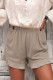 Khaki High Waist Pocketed Ruffle Shorts