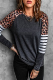 Black Leopard Striped Long Sleeve Top