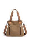 Zipper Closure Pockets Canvas Crossbody Bag MOQ 3pcs