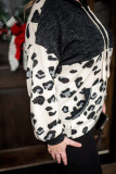 Leopard Colorblock Pockets Plus Size Hoodie