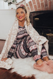 Black Christmas Snowflake Print Long Sleeve and Joggers Lounge Set