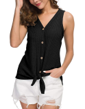 Ladies Summer Top Front Tie Blouse with Button
