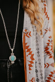 Gray Geometric Aztec Print Open Front Cardigan