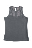 Gray Strappy Mesh Splicing Ribbed Tank Top