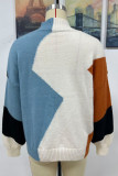 Wavy Knit Color Block Pullover Sweaters