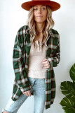 Green Drop Shoulder Plaid Casual Shirt