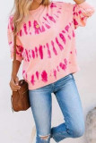Pink Tie-dyed Print Long Sleeve Sweatshirt
