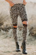 Floral Hollow Out Brown Leopard Printed Skinny Leggings