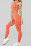 Orange Crisscross Sports Bra and Leggings Set
