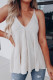 Beige Knitted Ruffled Spaghetti Strap V Neck Tank Top